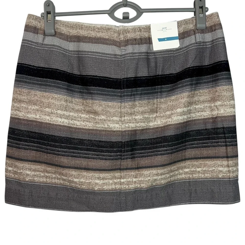 Old Navy Striped Basketweave Mini‎ Skirt Gray Beige Black Multicolor Women's  6